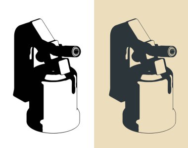 Şişeli bir gaz yakıcısının biçimlendirilmiş vektör illüstrasyonu