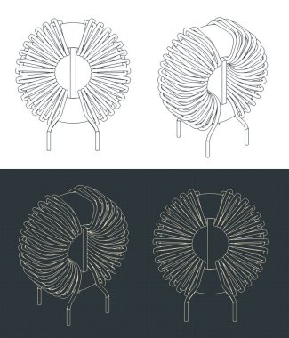 İndüktör çizimlerinin biçimlendirilmiş vektör çizimleri