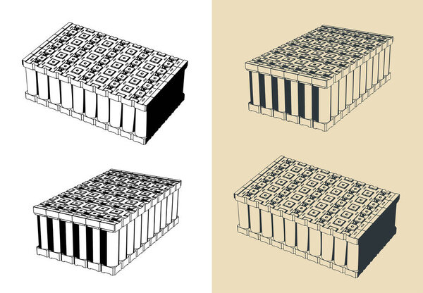 Стилизованная векторная иллюстрация литиево-ионного аккумулятора