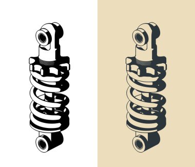 Dağ bisikleti şok emicisinin biçimlendirilmiş vektör çizimleri