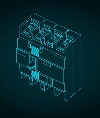 Bir devre kesicinin planının biçimlendirilmiş vektör çizimi