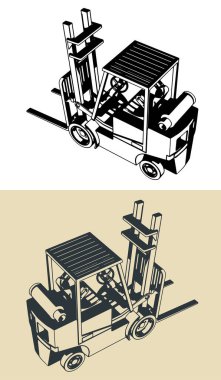 Forklift kamyonunun biçimlendirilmiş vektör çizimleri