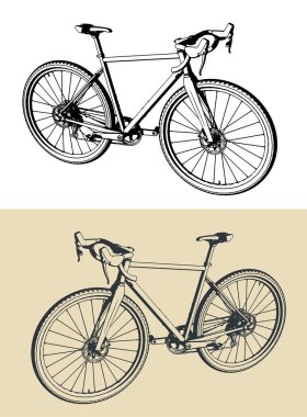 Klasik bir yol bisikletinin biçimlendirilmiş vektör çizimi