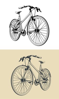 Klasik bir bisikletin vektör çizimleri