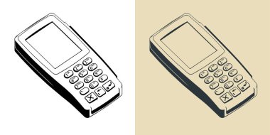 Elektronik para terminalinin biçimlendirilmiş vektör çizimleri