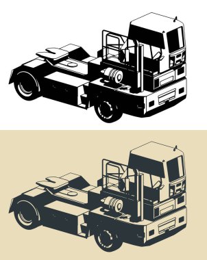 Bir terminal traktörünün biçimlendirilmiş vektör çizimleri