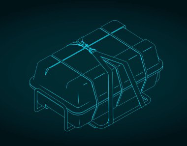 Liferaft 'ın izometrik planının stilize edilmiş vektör çizimi