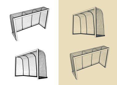 Mini futbol kapılarının biçimlendirilmiş vektör çizimleri