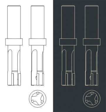 Metal yuvarlama araçlarının planlarının biçimlendirilmiş vektör çizimleri