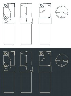 Makine alüminyum parçaları için aracın planlarının biçimlendirilmiş vektör çizimleri