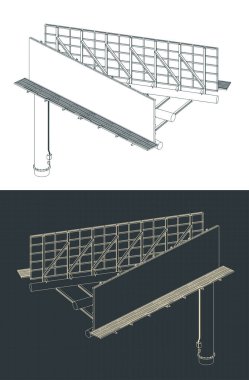 Çift taraflı V tipi açık hava reklam panosu planları.