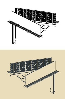 Çift taraflı V tipi açık hava reklam panosu.