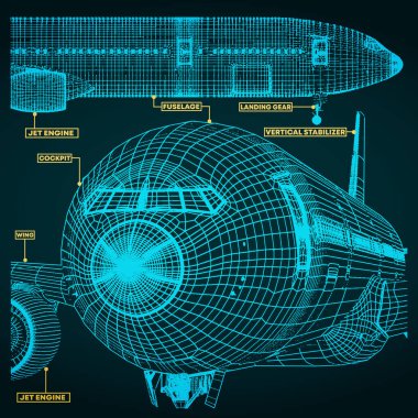 Vektör çizim çizimler sivil Jet retro tarzı bir parça