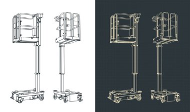 Direk kaldırmanın teknik çizimleri.