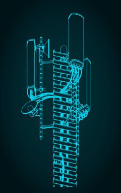 Bir cep telefonu telekomünikasyon kulesinin teknik çizimleri.