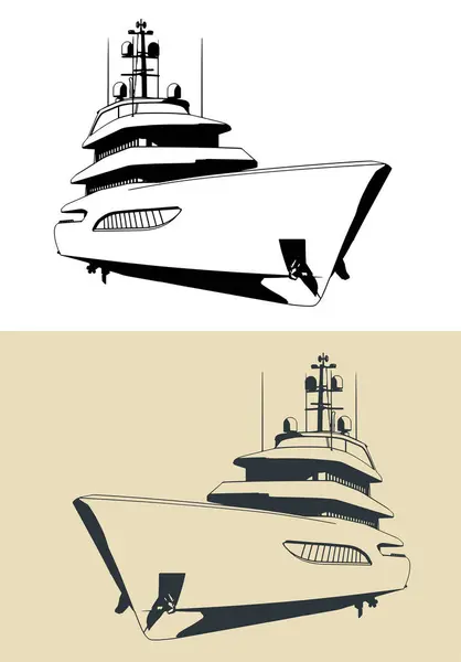 stock vector Stylized vector illustrations of a large superyacht