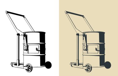 Manuel bir davul taşıyıcısının biçimlendirilmiş vektör çizimleri