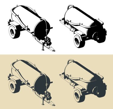 Sıvı gübre yayıcısının biçimlendirilmiş vektör çizimleri