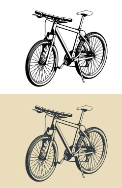 Şehir bisikletlerinin biçimlendirilmiş vektör çizimleri