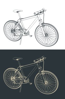 Şehir bisikletinin biçimlendirilmiş vektör çizimleri