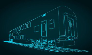 Çift katlı tren vagonunun biçimlendirilmiş vektör çizimi