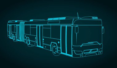 Eklemli bir şehir otobüsünün biçimlendirilmiş vektör çizimi