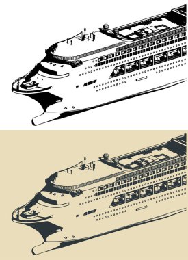 Büyük bir yolcu gemisinin biçimlendirilmiş vektör çizimleri