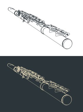 Bir konser flütünün biçimlendirilmiş vektör çizimleri