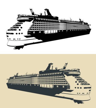 Büyük bir yolcu gemisinin biçimlendirilmiş vektör çizimleri