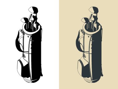 Bir golf kulübü setinin biçimlendirilmiş vektör çizimleri