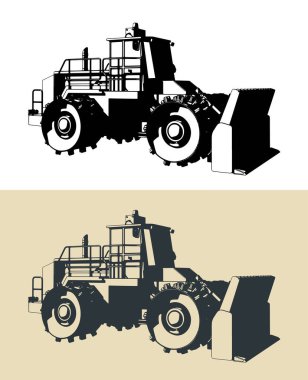 Çöp doldurma sıkıştırıcısının biçimlendirilmiş vektör çizimleri