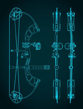 Bileşik avlanma yayı planlarının stilize edilmiş vektör çizimi