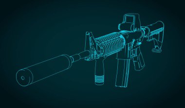 Otomatik karabina M4A1 'in biçimlendirilmiş vektör çizimi