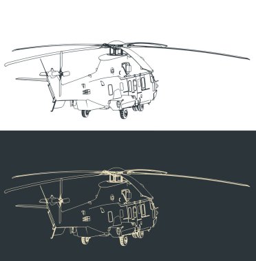 Uzun menzilli taktiksel askeri nakliye helikopteri çizimleri