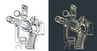 Döner ağır makineli tüfek tareti yakın plan.