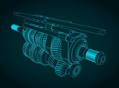 Şanzıman mekanizmalarının biçimlendirilmiş vektör çizimi
