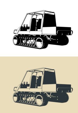 İzlenen bir kar aracının biçimlendirilmiş vektör çizimleri