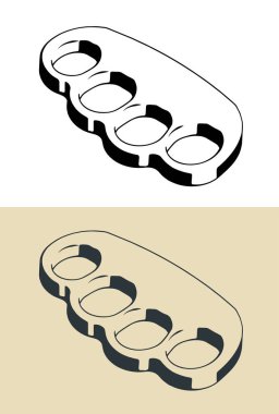 Stylized vector illustrations of a brass knuckles clipart