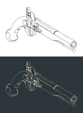 Antika tabanca izometrik planlarının biçimlendirilmiş vektör çizimleri