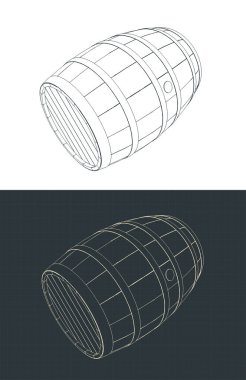 Ahşap varil planlarının biçimlendirilmiş vektör çizimleri