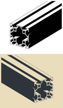 Stylized vector illustrations of aluminum profile clipart