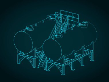 Petrol tankları izometrik plan çizimi