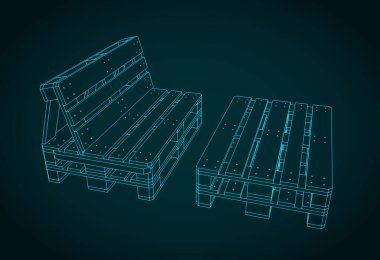 Palet mobilyalarının biçimlendirilmiş vektör çizimi