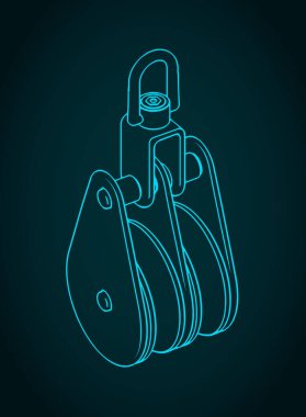 Yat donanımı için paslanmaz çelik çift blok izometrik plan