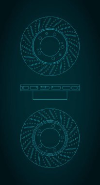 Ağır görev fren disk planlarının biçimlendirilmiş vektör çizimi