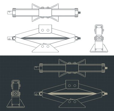 Araba makası kaldırma planı biçimlendirilmiş vektör çizimleri