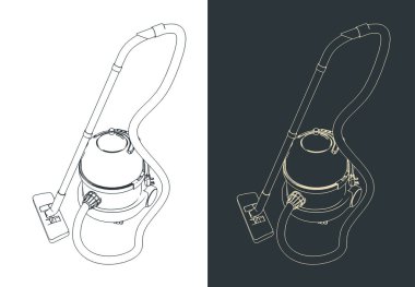 Profesyonel elektrikli süpürge planları biçimlendirilmiş vektör çizimleri