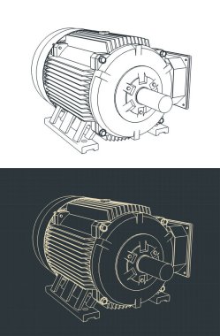 Elektrikli motor planları biçimlendirilmiş vektör çizimleri
