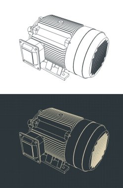 Elektrikli motor planları biçimlendirilmiş vektör çizimleri