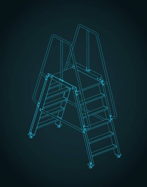 Servis basamağı izometrik plan biçimlendirilmiş vektör illüstrasyonu